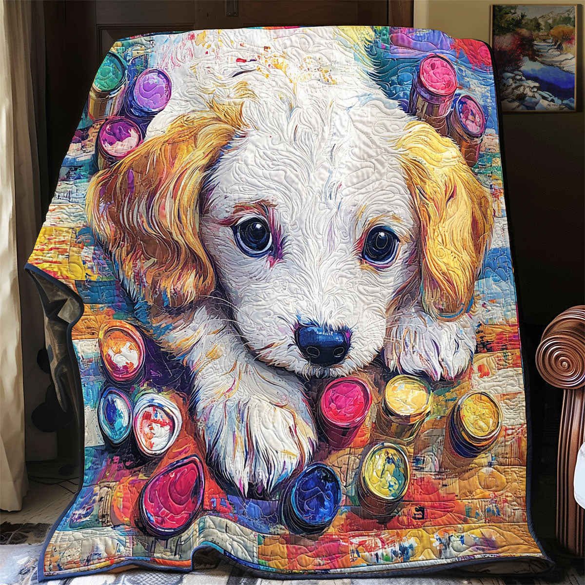 Color Playing Dog WY0811026CL Quilt