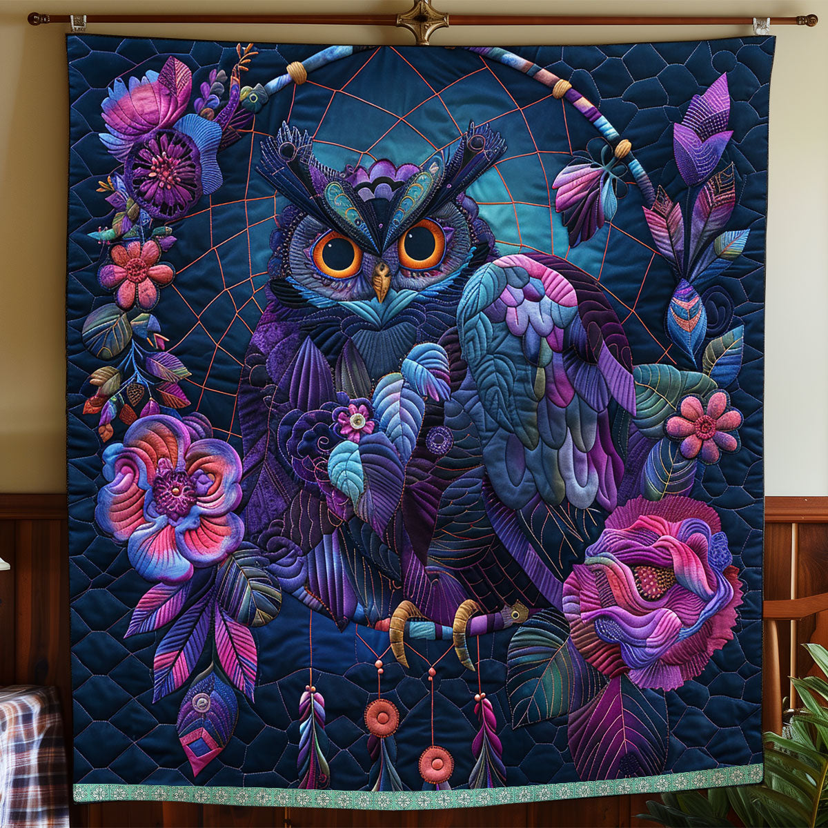 Floral Mysterious Owl WP0609023CL Quilt