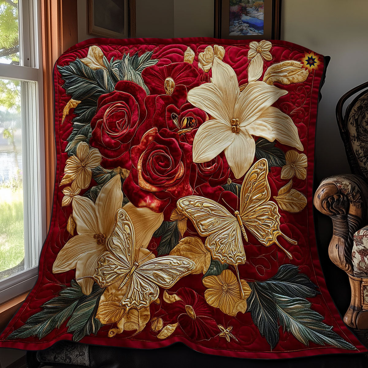 Gold Butterfly WY2811028CL Quilt