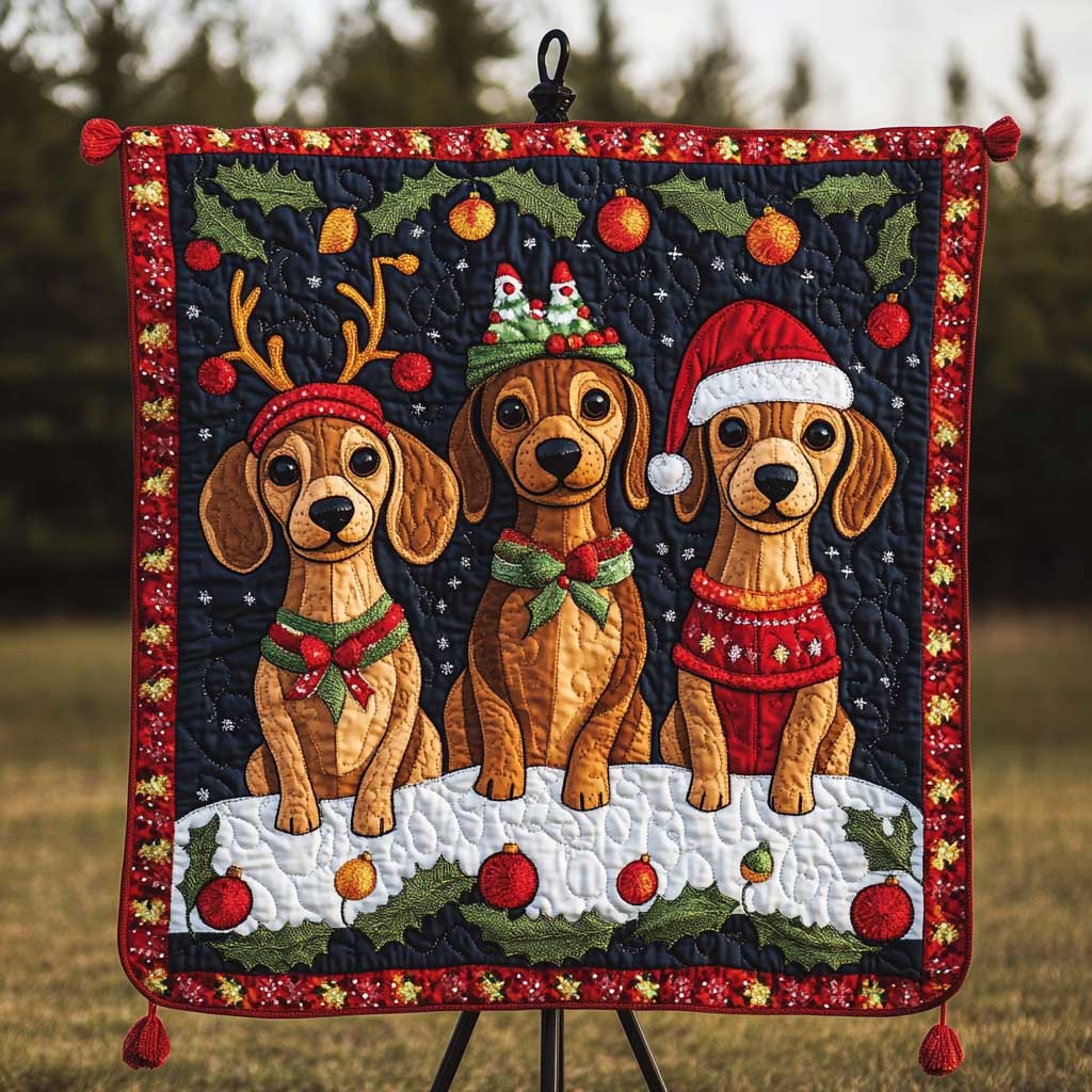 Jolly Dachshund Christmas WN3009037CL Quilt