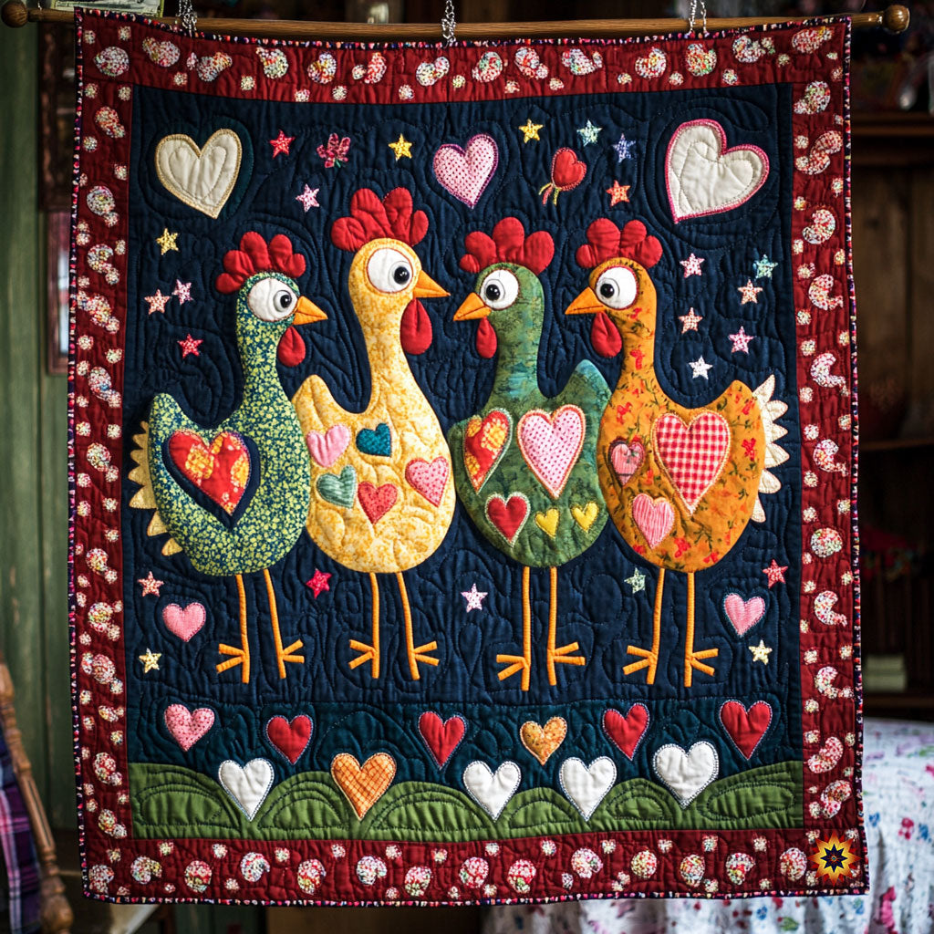 Colorful Funny Chicken WJ2311017CL Quilt