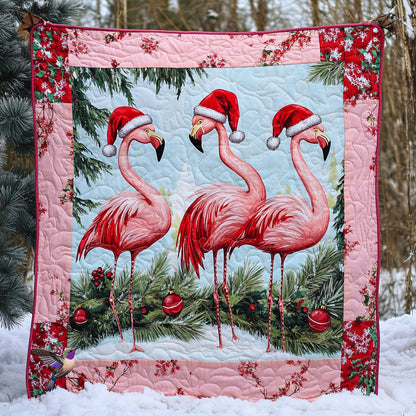 Santa Flamingo WY2111011CL Quilt