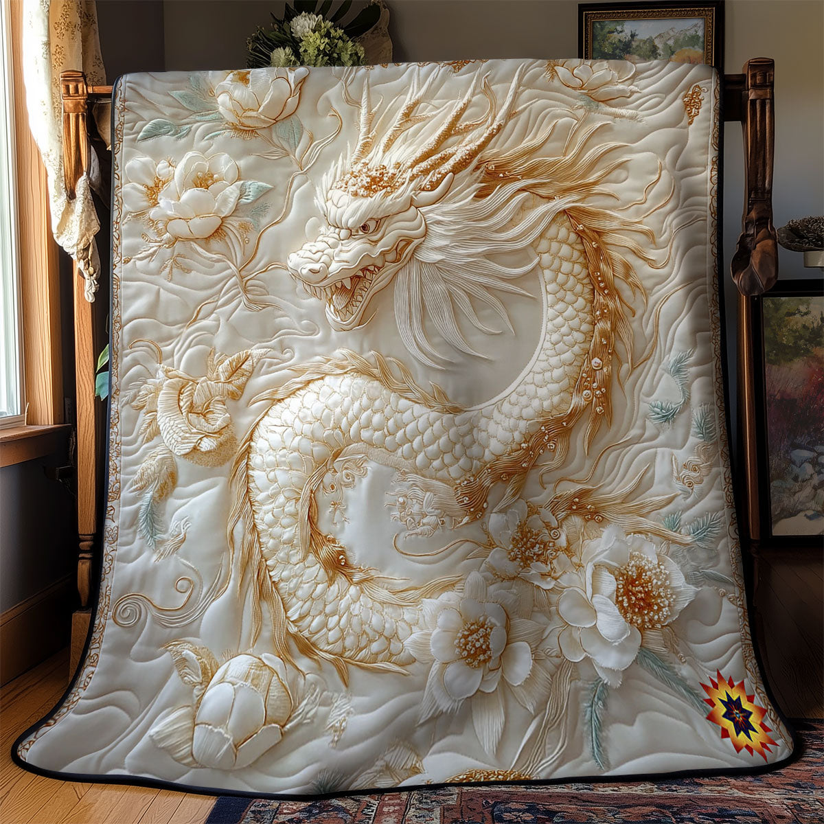 White Asian Dragon WY0612020CL Quilt