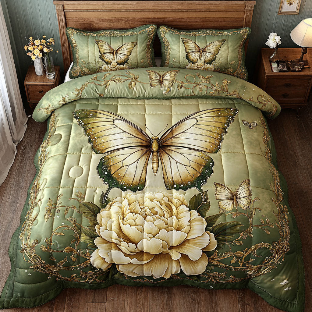Butterfly Peony Flower WT0703083CL Duvet Cover Set