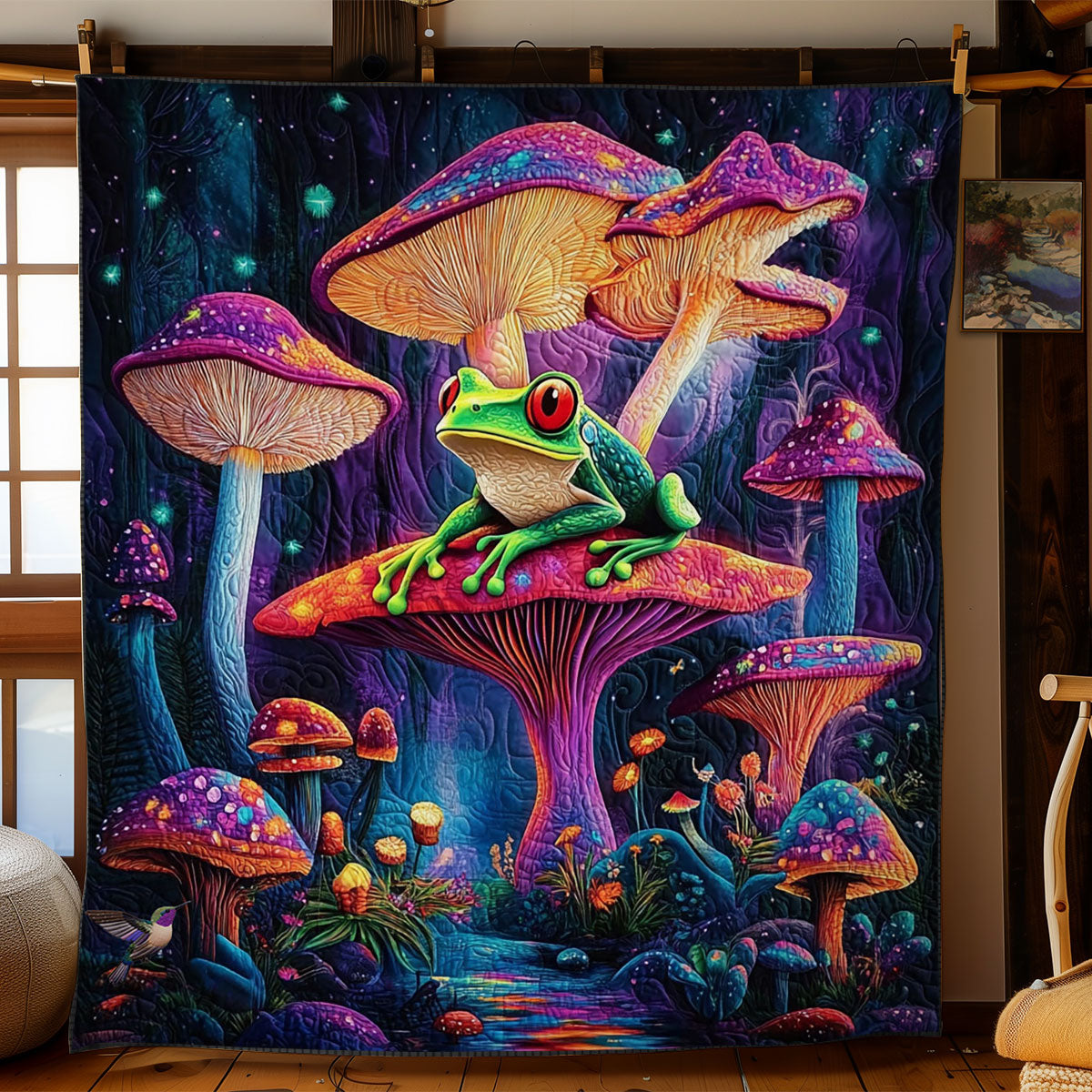 Magic Mushroom Forest Frog WY2311032CL Quilt