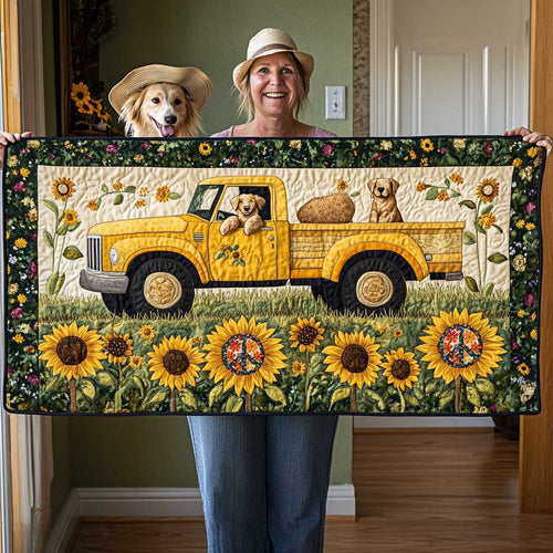 Golden Retriever Flower Ride WN0110050CL Quilted Table Runner