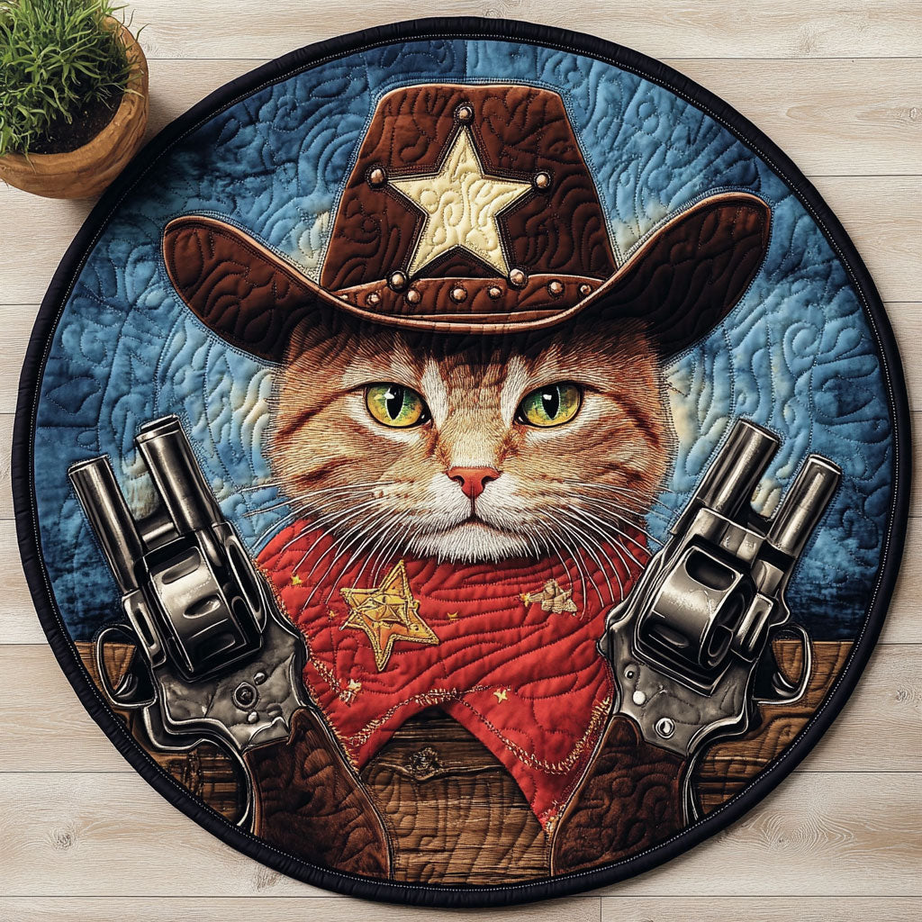 Cowboy Cat CW3105613CL Quilted Round Mat