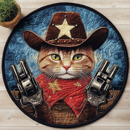 Cowboy Cat CW3105613CL Quilted Round Mat