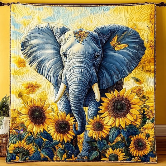 Sunflower Blue Elephant WY0111013CL Quilt