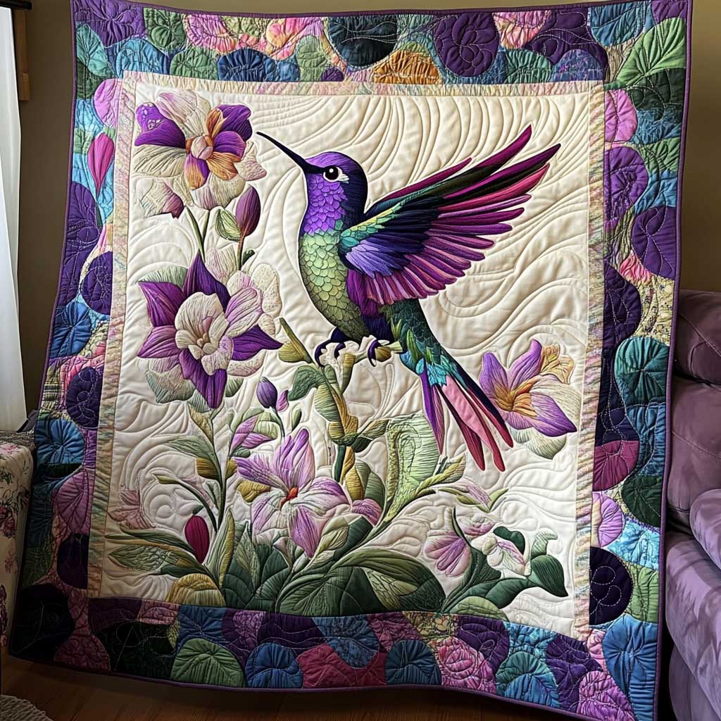 Vintage Flying Hummingbird WP1410005CL Quilt