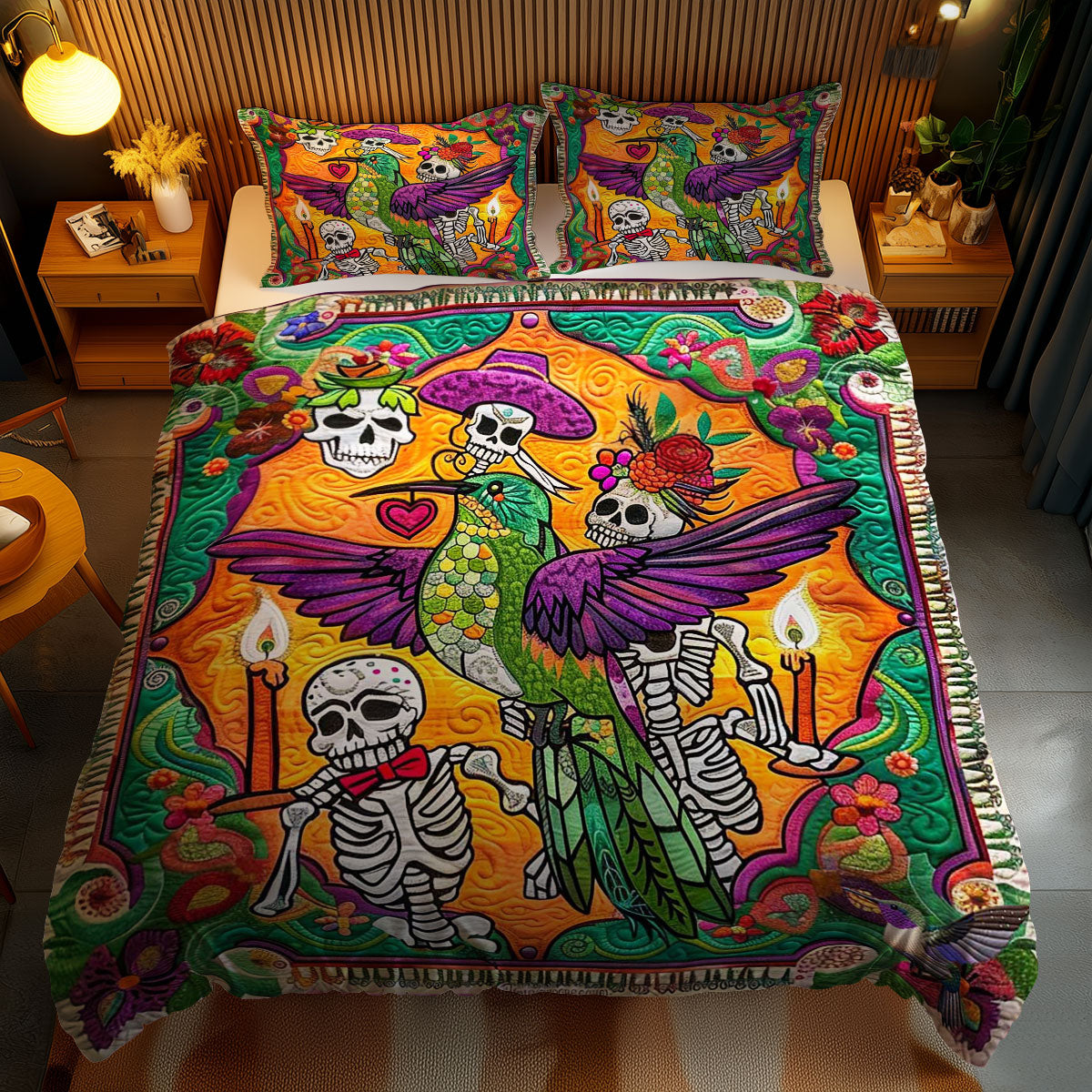 Hummingbird And Skeleton WN2110096CL Duvet Cover Set