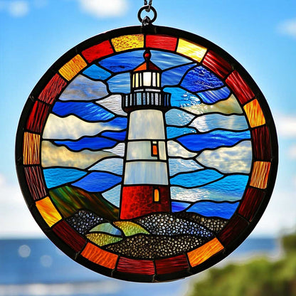 Lighthouse WJ0110045CL Stained Glass Suncatcher