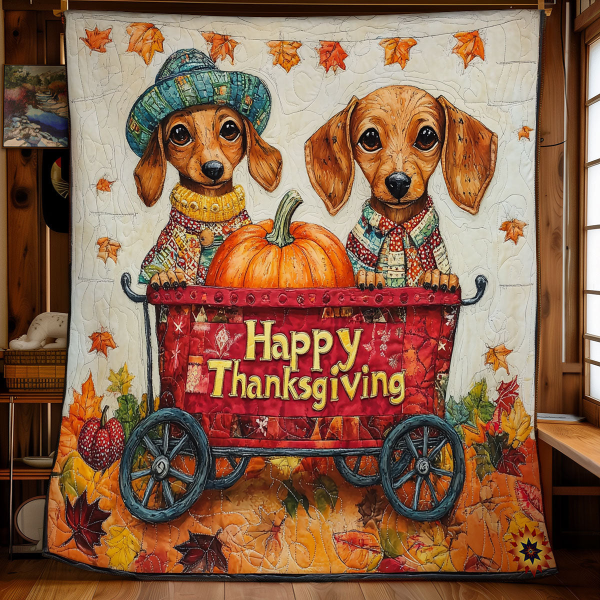 Dachshund Thanksgiving WY1911098CL Quilt