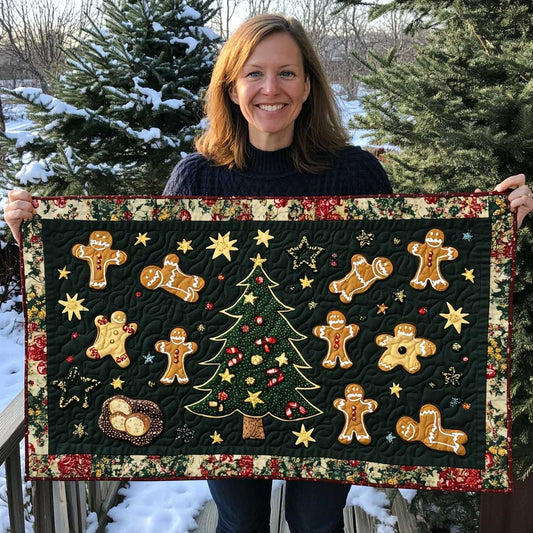 Christmas Tree Gingerbread WP1909026CL Quilted Table Runner