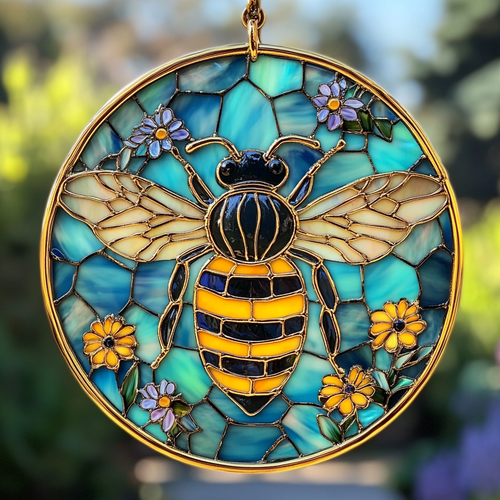 Bee Radiance WN0611076CL Stained Glass Suncatcher