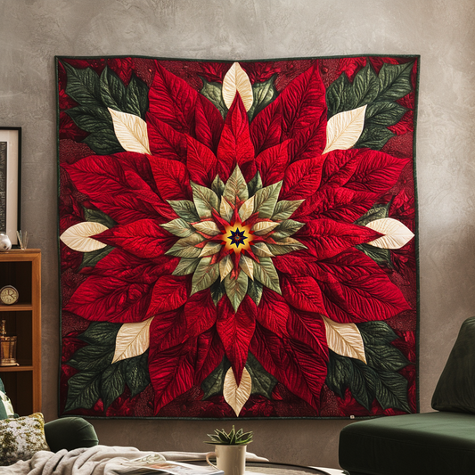 Red Poinsetti XR0110002CL Quilt