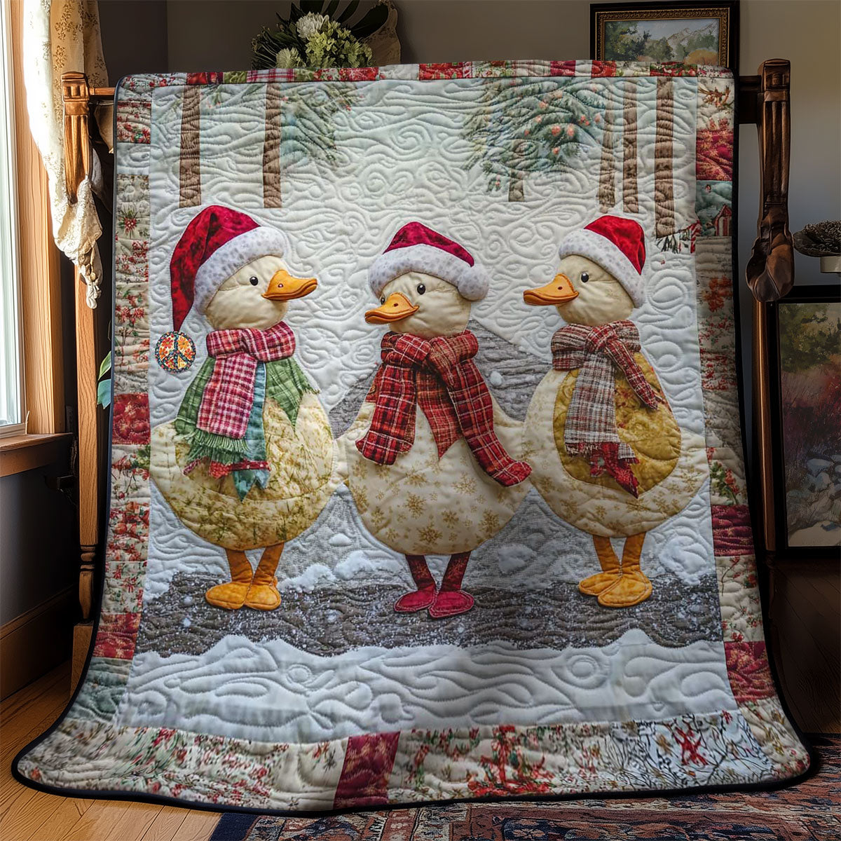 Festive Duck Trio WN1312015CL Quilt