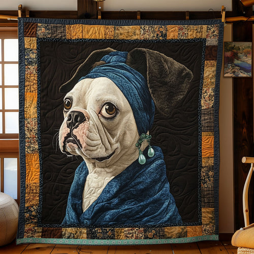 Bulldog with A Pearl Earring WN2509029CL Quilt