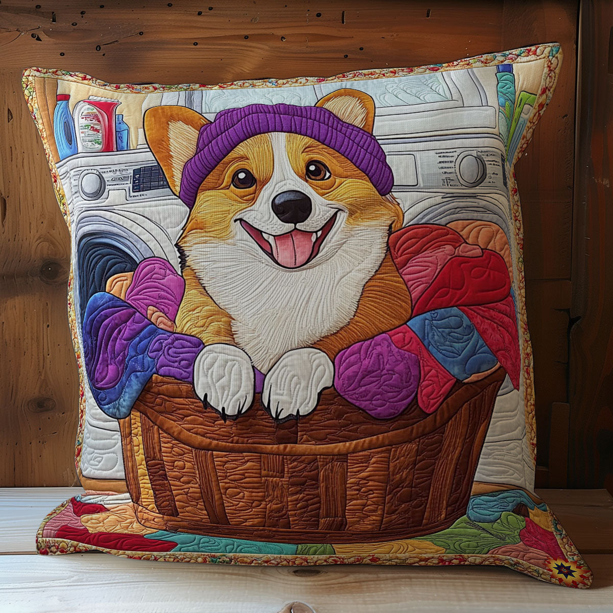 Laundry Corgi WY0312127CL Quilt Pillow Case