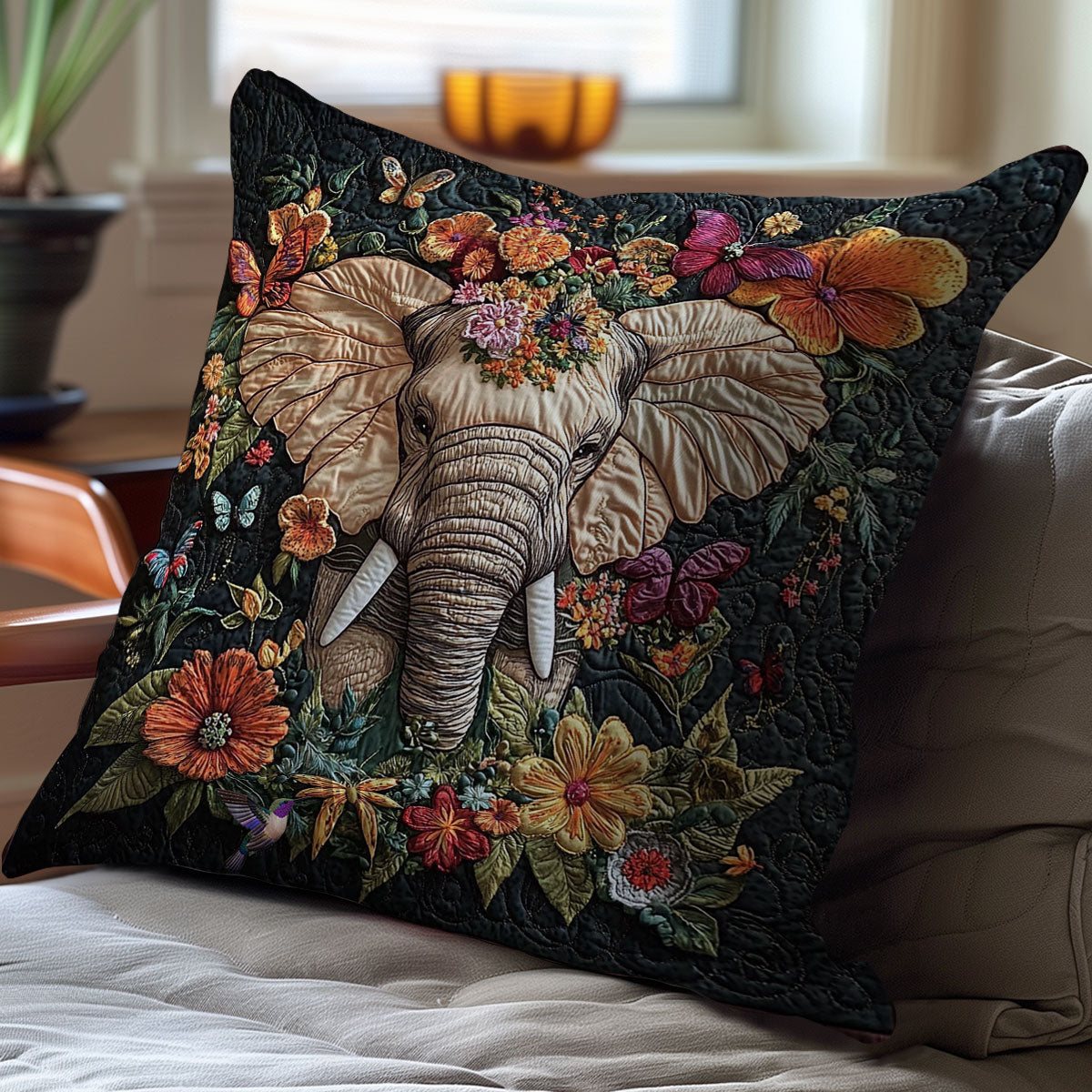 Flower Elephant WY2612099CL Quilt Pillow Case