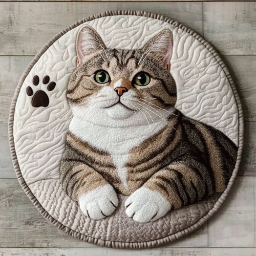 Adorable House Cat CP2304002CL Quilted Round Mat