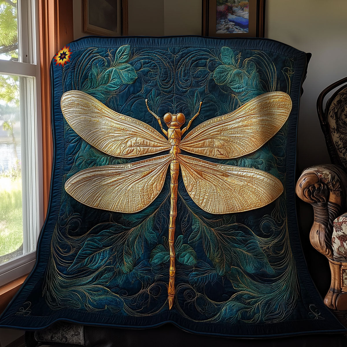Gold Dragonfly WY0212037CL Quilt