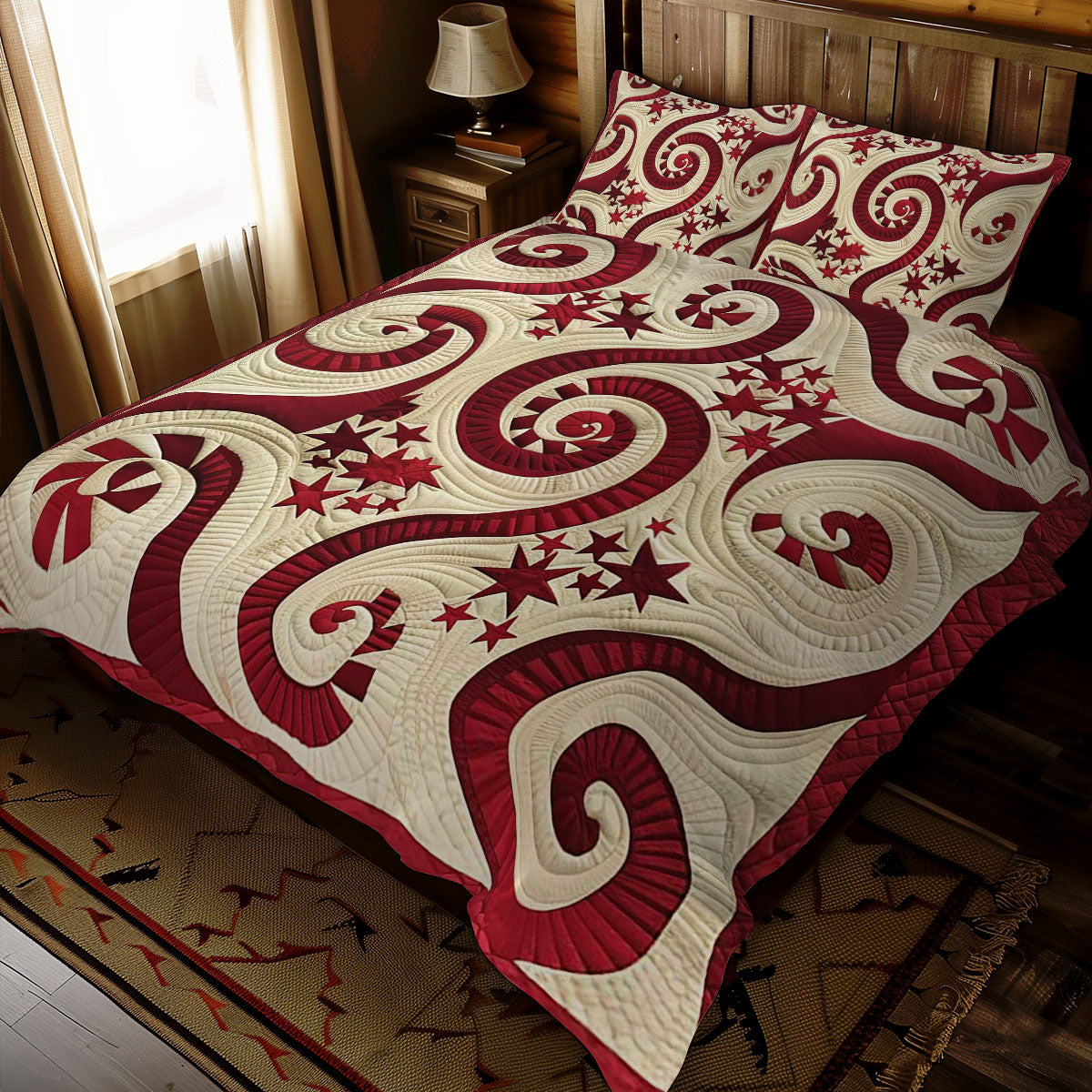 Swirly Red Star WJ2009032CL Duvet Cover Set