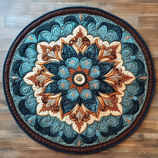 Aqua Blossom CP0505002CL Quilted Round Mat