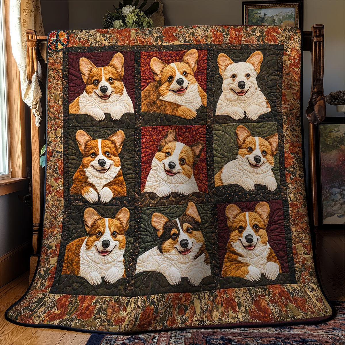 Rustic Corgi Charm WN0411069CL Quilt