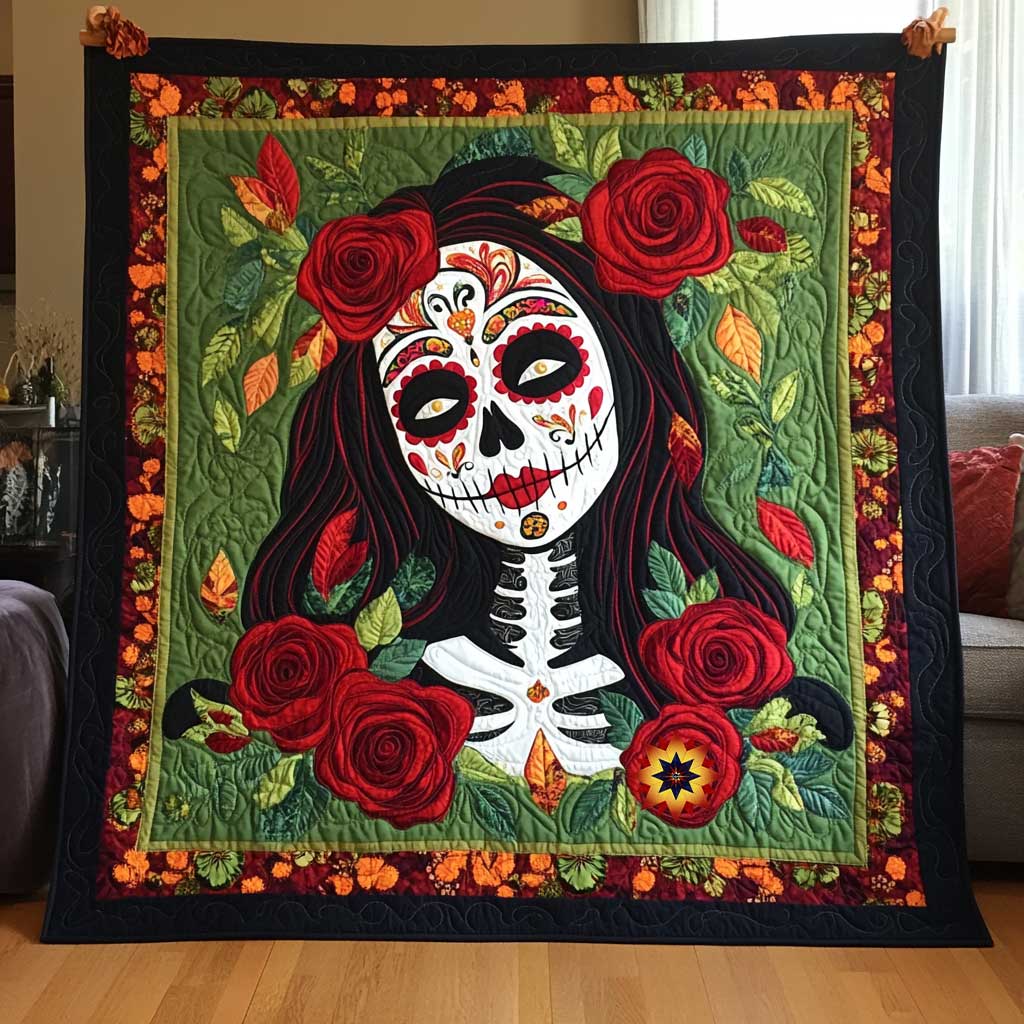 Calavera Woman Roses WP2211043CL Quilt