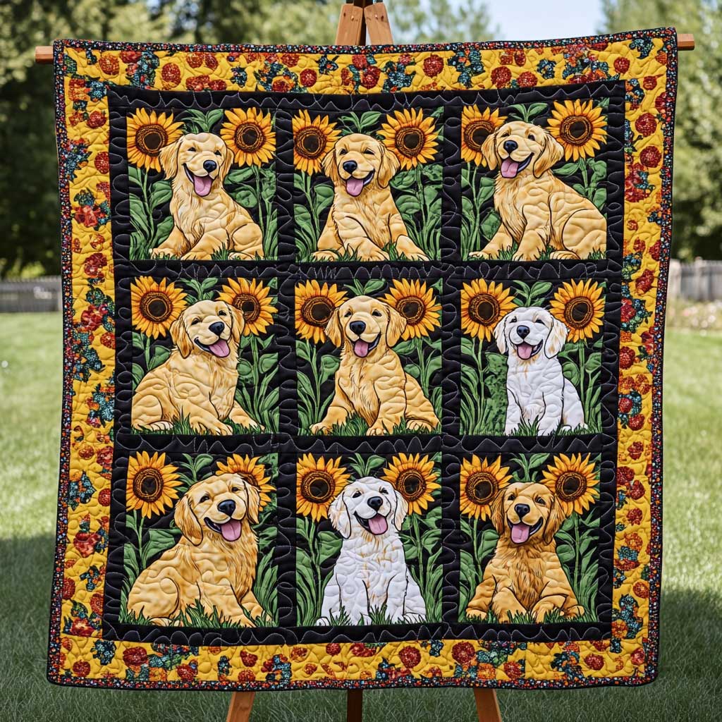 Golden Retriever Floral Fun WN2709139CL Quilt