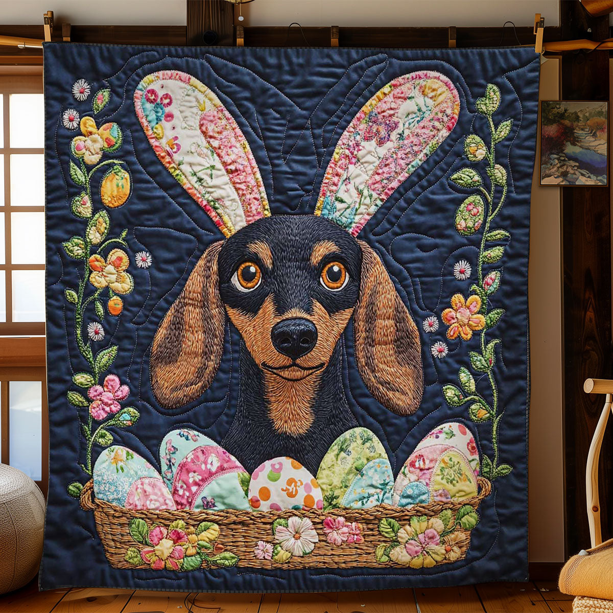 Easter Dachshund Fun WN1501002CL Quilt