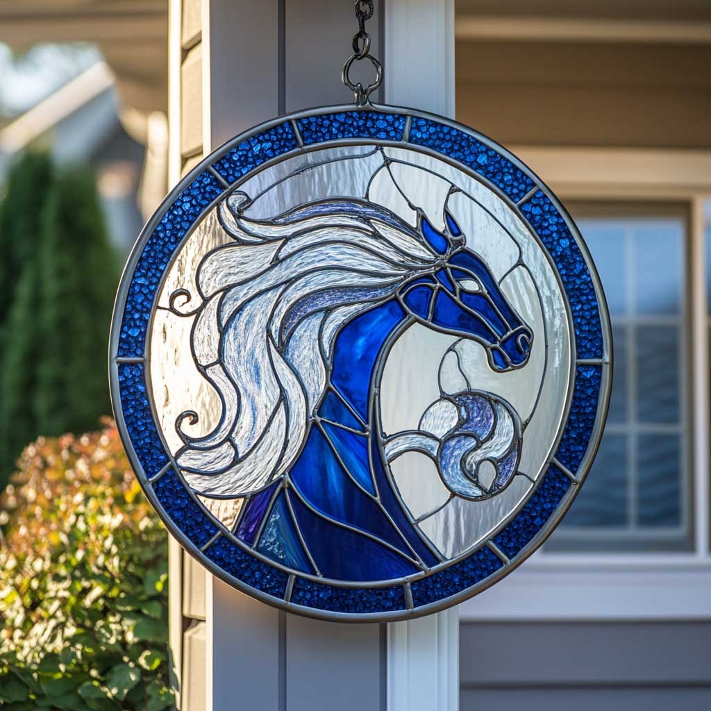 Blue Horse WJ0710037CL Stained Glass Suncatcher