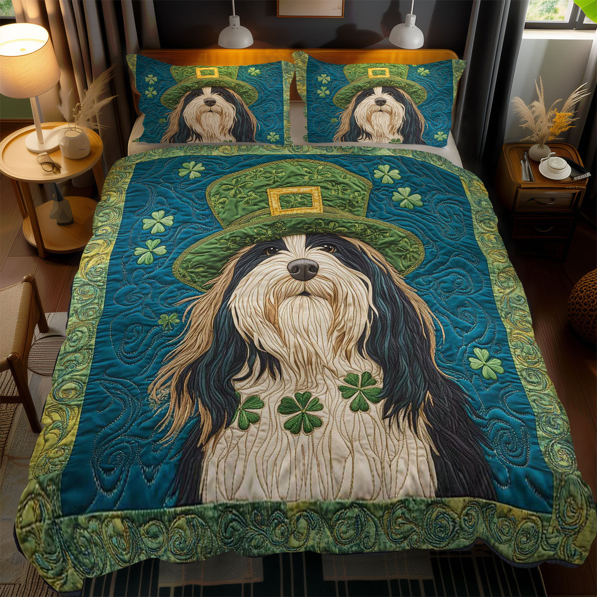 Lucky Bearded Collie WN0901085CL Duvet Cover Set