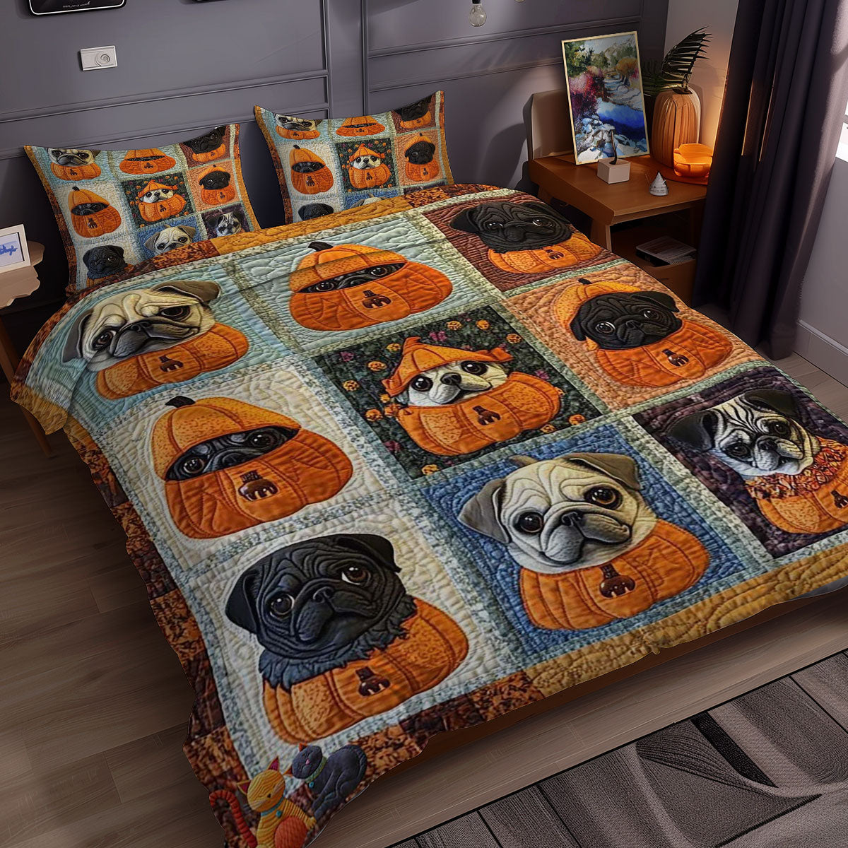 Bulldog Pumpkin Cute WN0310091CL Duvet Cover Set