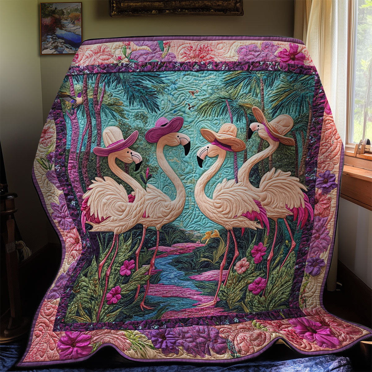 Lady Flamingo WY0611028CL Quilt