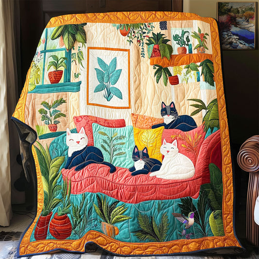 Cozy Cat Family WY1912037CL Quilt