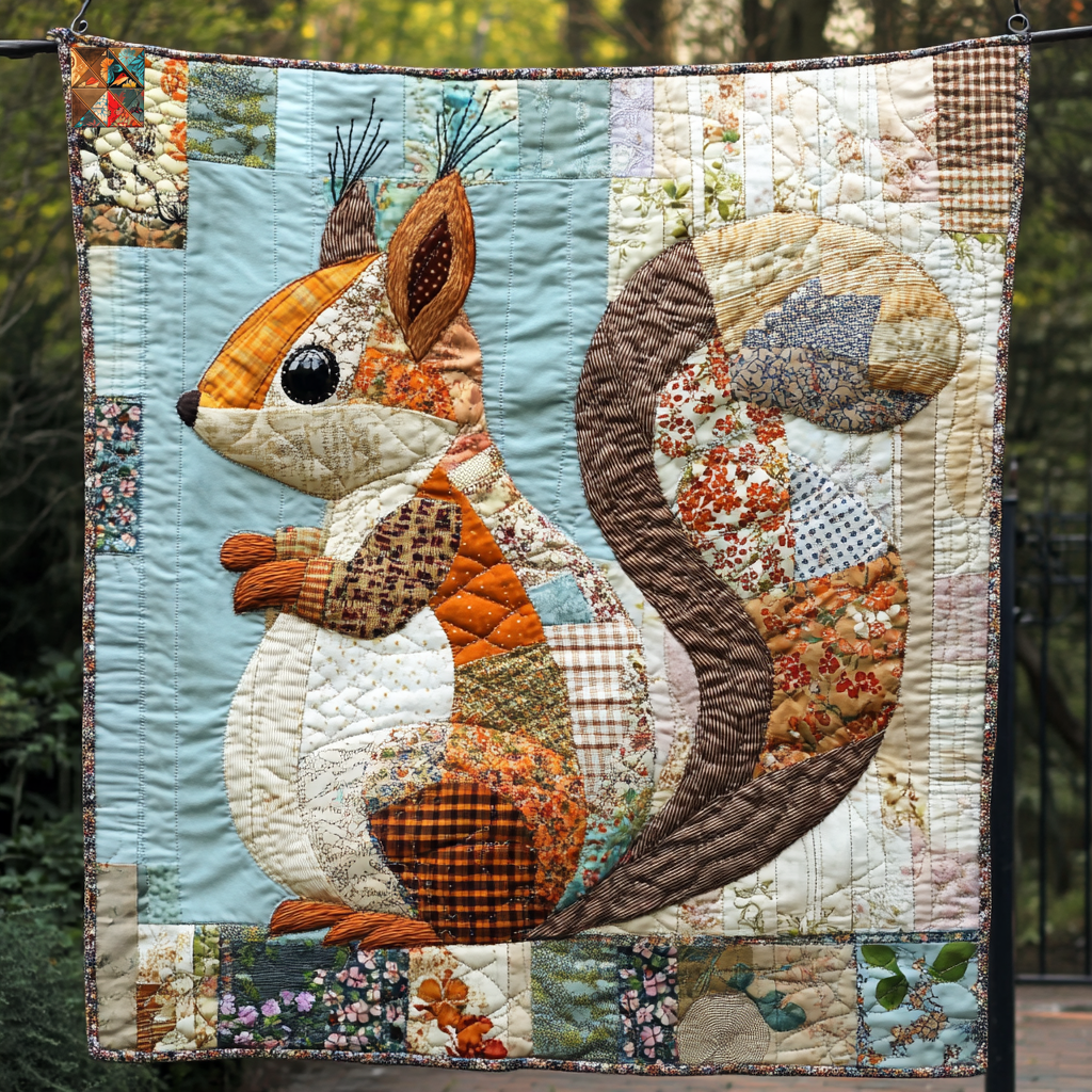 Patchwork Squirrel WU1012007CL Quilt