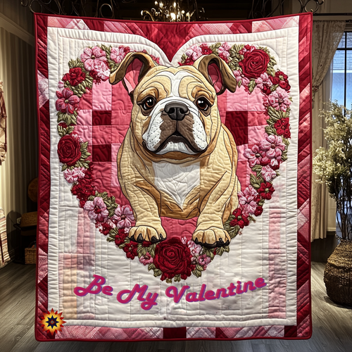 Bulldog Be My Valentine WU0912019CL Quilt
