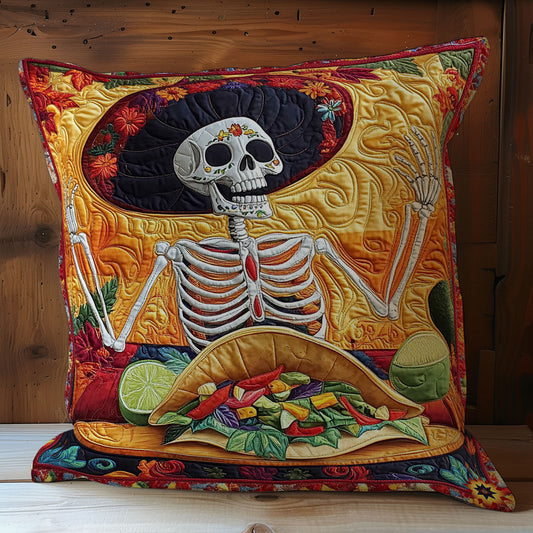 Skeleton Eating Tasco WY2501046CL Quilt Pillow Case