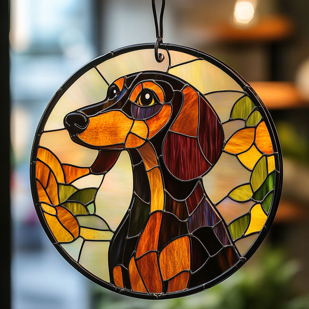 Dachshund WJ0811040CL Stained Glass Suncatcher