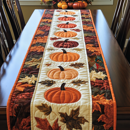 Autumn Pumpkin Lovers WG3009007CL Quilted Table Runner