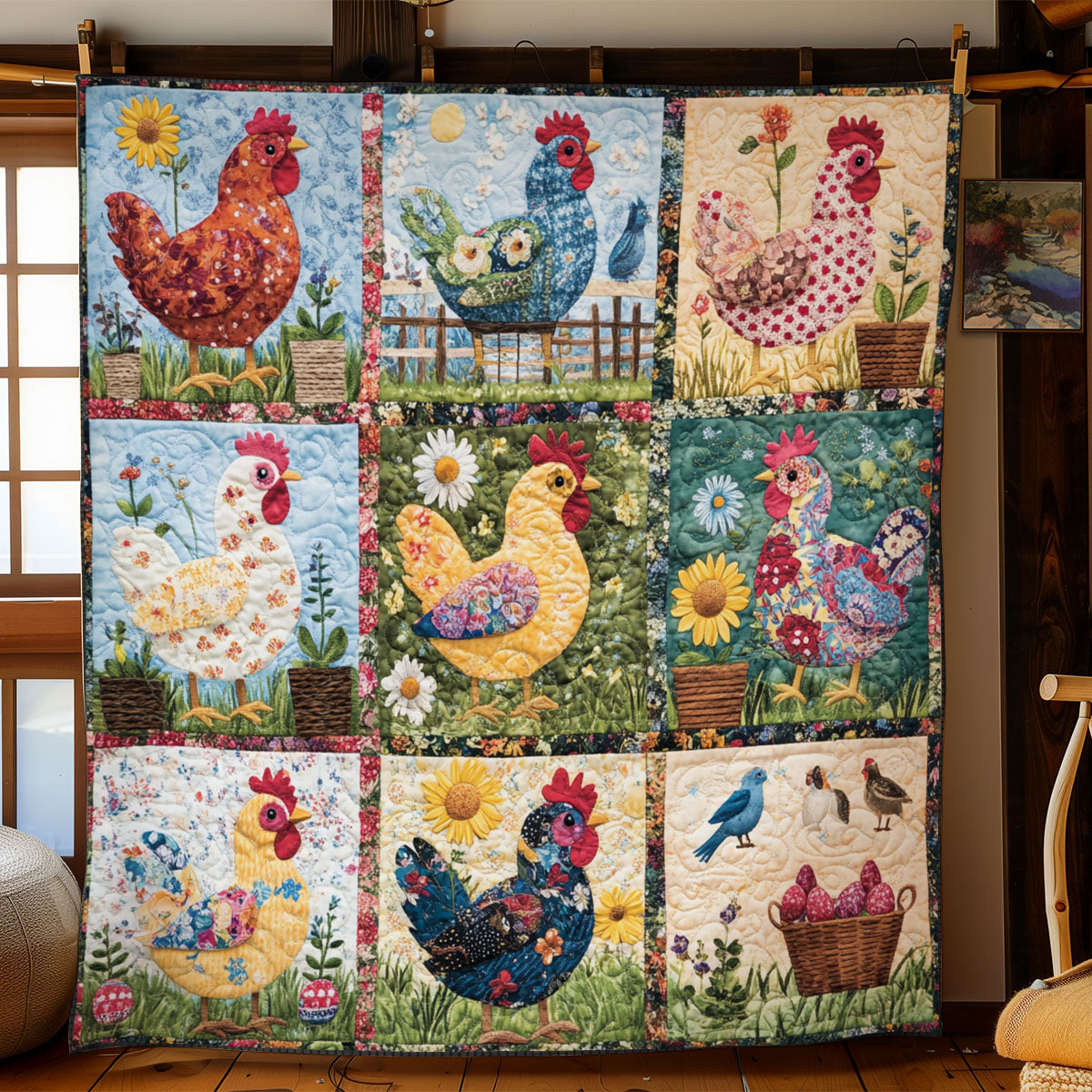 Whimsical Chicken YR1210007CL Quilt