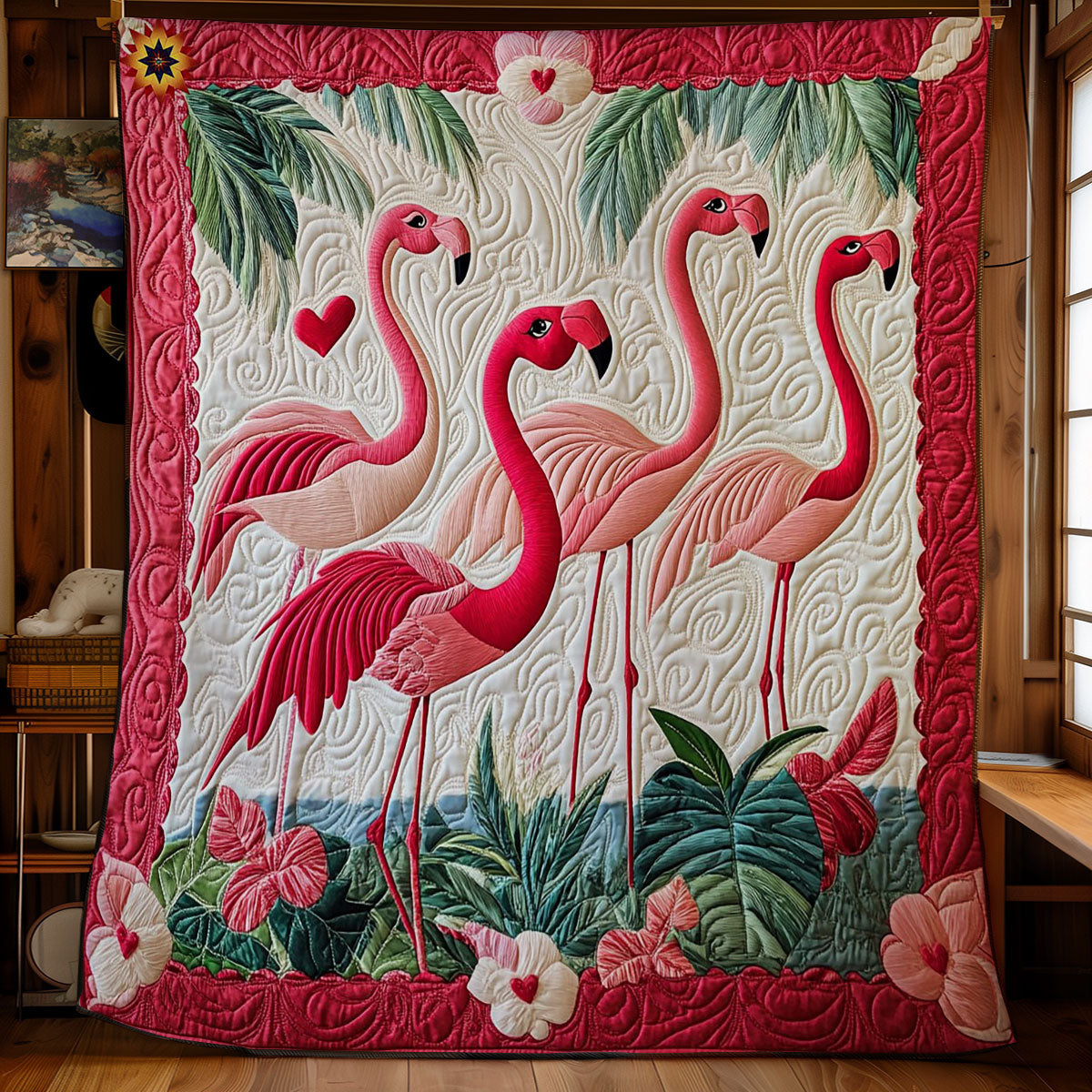 Flamingo Family WY1012035CL Quilt