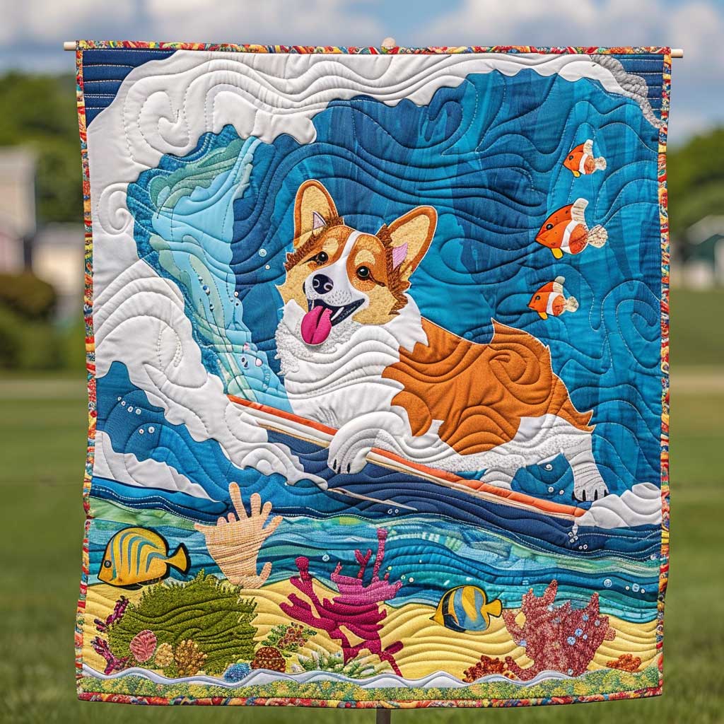 Surfing Corgi WJ2409024CL Quilt