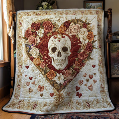 Skull In Blooming Hearts WN0412011CL Quilt