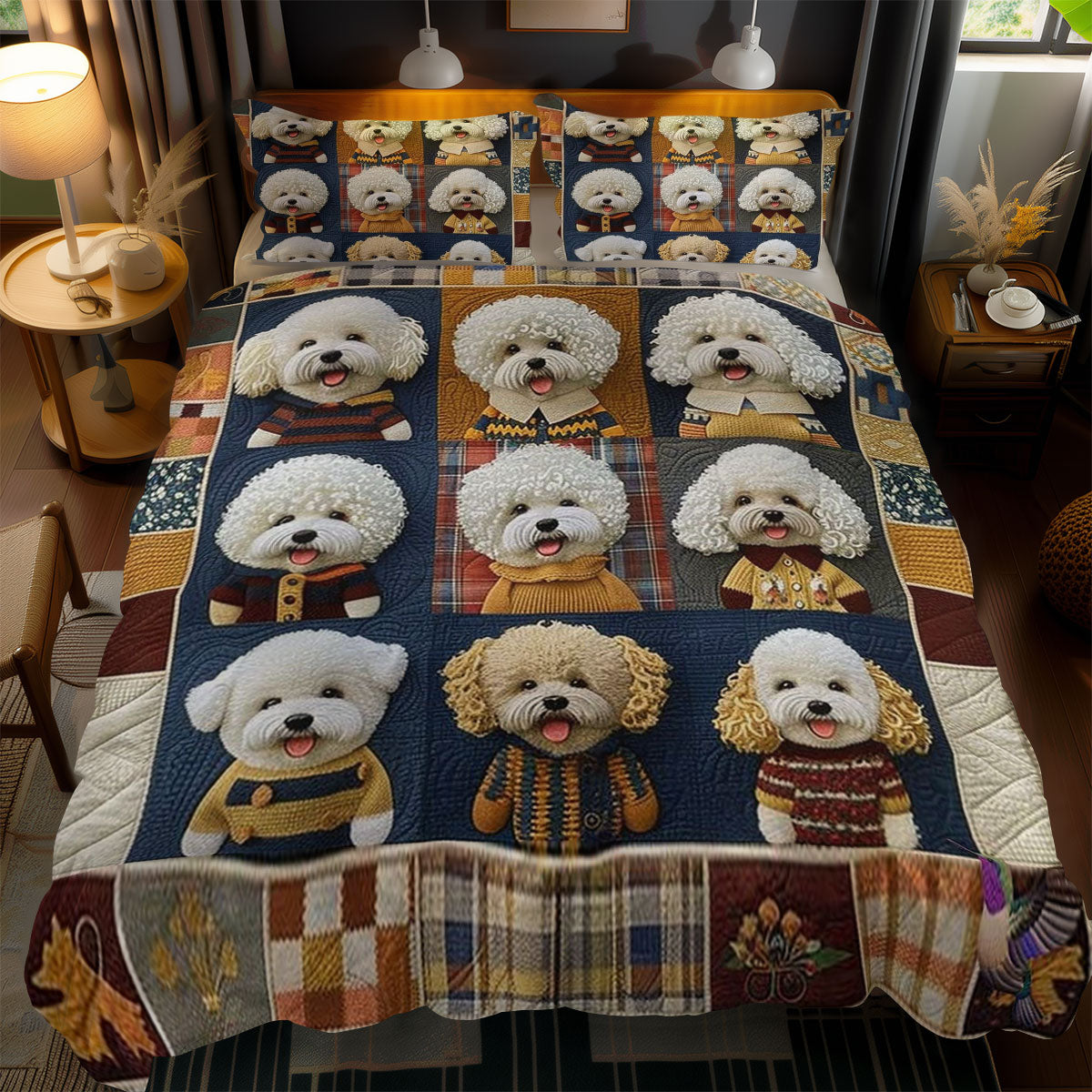 Warm Bichon Frise Winter WN1210046CL Duvet Cover Set