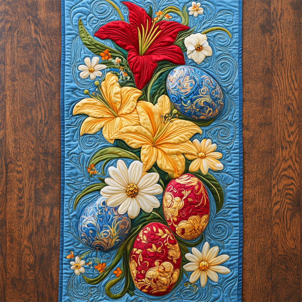 Lilies And Easter Egg WY2802052CL Quilted Table Runner