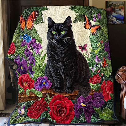 Black Cat In Garden WY2512003CL Quilt