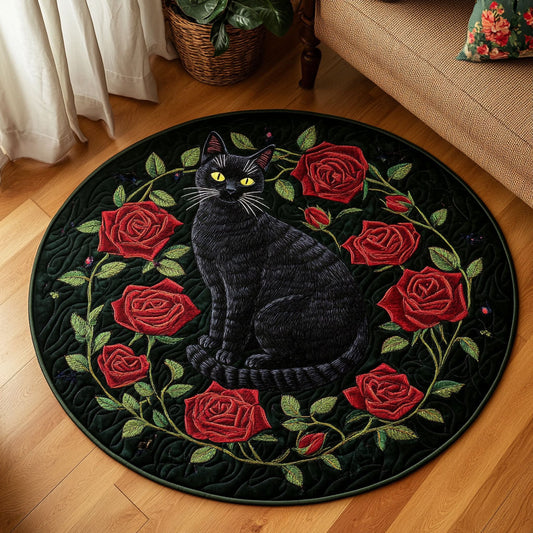Red Rose Cat WP1403055CL Quilted Round Mat